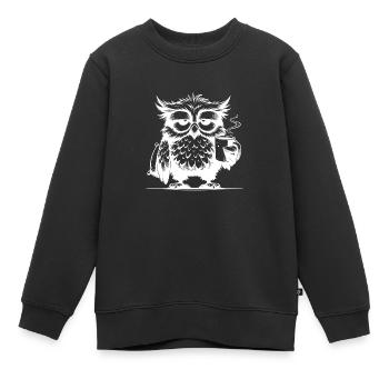 Verschlafene Weisheit – Eulen Edition mit Kissen - Kinder Premium Organic Sweatshirt - Schwarz - Vorne - AI Model Kid Female (0cm)