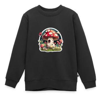 Fliegenpilz Pilzlandschaft Pilze - Kinder Premium Organic Sweatshirt - Schwarz - Vorne - AI Model Kid Female (0cm)