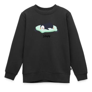 Pingouin endormi - Sweat Premium enfant bio - noir - Devant - AI Model Kid Female (0cm)