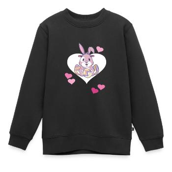 Osterhase Osterei Ostereier Hase Retro 80er 90er - Kinder Premium Organic Sweatshirt - Schwarz - Vorne - AI Model Kid Female (0cm)