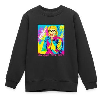 Illustration, colorful, graffiti, iris apple - Kids Premium Organic Sweatshirt - black - Front - AI Model Kid Female (0cm)