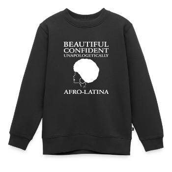 Afro Latina - Kinder Premium Organic Sweatshirt - Schwarz - Vorne - AI Model Kid Female (0cm)