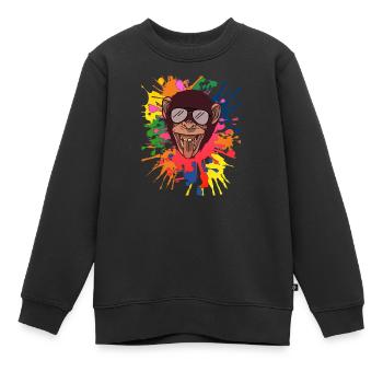 Shimpanzee avec des lunettes de soleil avec des touches de couleur folles - Sweat Premium enfant bio - noir - Devant - AI Model Kid Female (0cm)