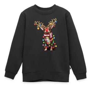Noël Chihuahua Lover Noël Chien Cadeau de Vacances - Sweat Premium enfant bio - noir - Devant - AI Model Kid Female (0cm)