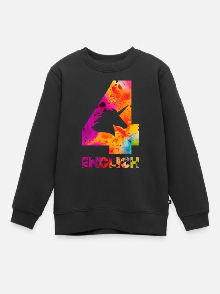 ENDLICH 4 EINHORN 4. GEBURTSTAG - Kinder Premium Organic Sweatshirt - Schwarz