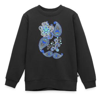 Mandala henna geometrisch blau weiss - Kinder Premium Organic Sweatshirt - Schwarz - Vorne - AI Model Kid Female (0cm)