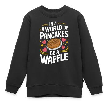 Gaufres Bonbons pour le petit-déjeuner - Sweat Premium enfant bio - noir - Devant - AI Model Kid Female (0cm)