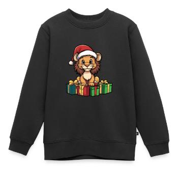 Cadeaux de bande dessinée de Noël Lion - Sweat Premium enfant bio - noir - Devant - AI Model Kid Female (0cm)