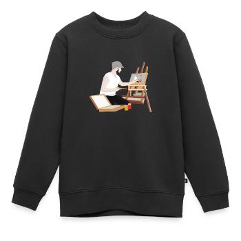 Peintre Dessiner Peinture Peinture Image - Sweat Premium enfant bio - noir - Devant - AI Model Kid Female (0cm)