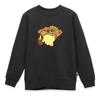 In Sirup getränkte Waffel Ironic Waffle Fan - Kinder Premium Organic Sweatshirt - Schwarz - Vorne - AI Model Kid Female (0cm)