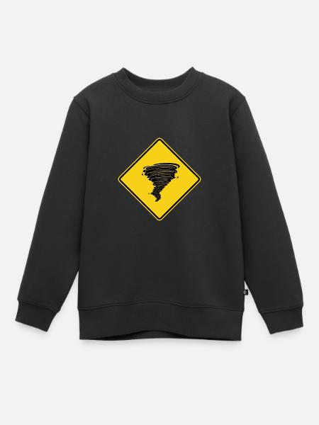 Panneau d’avertissement de tornade - Sweat Premium enfant bio - noir