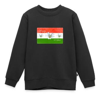 Hongrie Drapeau Hongrois - Sweat Premium enfant bio - noir - Devant - AI Model Kid Female (0cm)