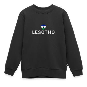 Lesotho - Sweat Premium enfant bio - noir - Devant - AI Model Kid Female (0cm)