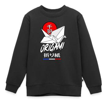 Senbazuru origami - Kids Premium Organic Sweatshirt - black - Front - AI Model Kid Female (0cm)
