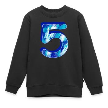 Anniversaire 5 bleu - Sweat Premium enfant bio - noir - Devant - AI Model Kid Female (0cm)