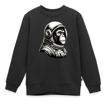Nachdenklicher Affen-Astronaut Kosmos - Kinder Premium Organic Sweatshirt - Schwarz - Vorne - AI Model Kid Female (0cm)