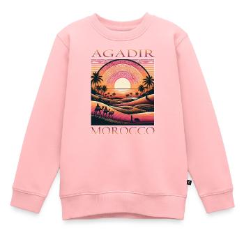 Agadir Maroc Désert Chameau Vacances Coucher de soleil - Sweat Premium enfant bio - rose - Devant - AI Model Kid Female (0cm)