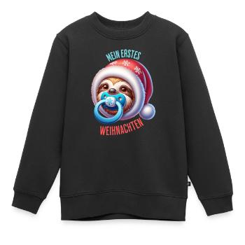 Mein Erstes Weihnachten Baby Faultier Lustig - Kinder Premium Organic Sweatshirt - Schwarz - Vorne - AI Model Kid Female (0cm)