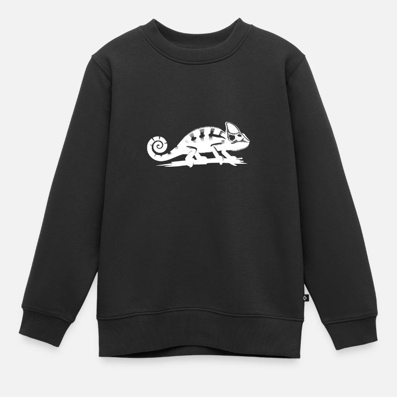 Petit dragon caméléon à la queue recourbée - Sweat Premium enfant bio - noir
