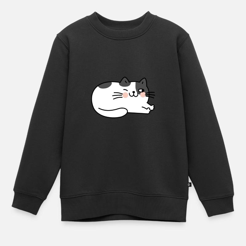 Chat Couché Mignon - Sweat Premium enfant bio - noir