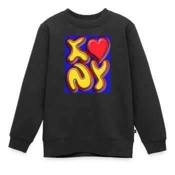 J’aime NY en différentes couleurs - Sweat Premium enfant bio - noir - Devant - AI Model Kid Female (0cm)