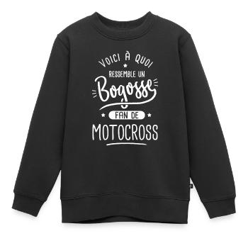 motocross Bogosse fan de sport moto cross - Sweat Premium enfant bio - noir - Devant - AI Model Kid Female (0cm)