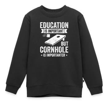 Cornhole Bildung Ist Wichtig - Kinder Premium Organic Sweatshirt - Schwarz - Vorne - AI Model Kid Female (0cm)