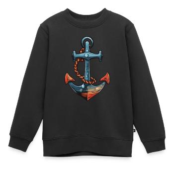 Port d’ancrage - Sweat Premium enfant bio - noir - Devant - AI Model Kid Female (0cm)