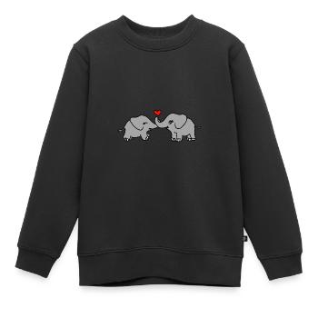 Elefant Liebe Herz - Kinder Premium Organic Sweatshirt - Schwarz - Vorne - AI Model Kid Female (0cm)