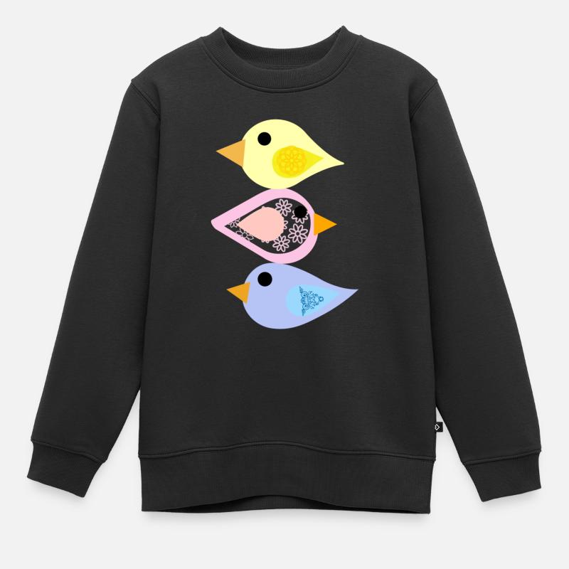 Vögel - Kinder Premium Organic Sweatshirt - Schwarz