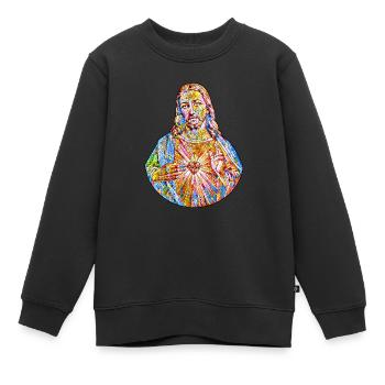 Ich liebe Jesus Christus Kirchenfenster * Jesu - Kinder Premium Organic Sweatshirt - Schwarz - Vorne - AI Model Kid Female (0cm)