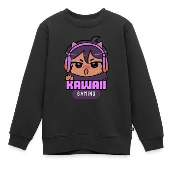 Kawaii - Sweat Premium enfant bio - noir - Devant - AI Model Kid Female (0cm)