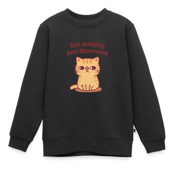 Süßes getigertes Katzenauge, das nicht nur urteilt und nur beobachtet - Kinder Premium Organic Sweatshirt - Schwarz - Vorne - AI Model Kid Female (0cm)