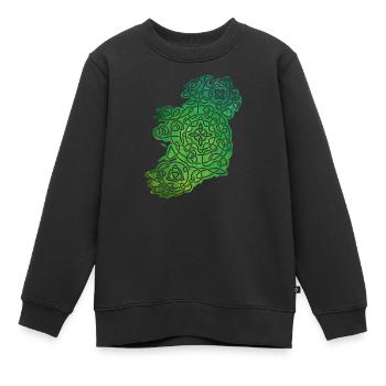 Celtic Map of Ireland - Sweat Premium enfant bio - noir - Devant - AI Model Kid Female (0cm)