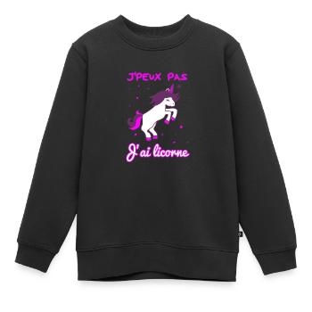 Ich kann nicht ich Einhorn - Kinder Premium Organic Sweatshirt - Schwarz - Vorne - AI Model Kid Female (0cm)