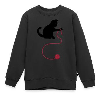 Katze - Kinder Premium Organic Sweatshirt - Schwarz - Vorne - AI Model Kid Female (0cm)