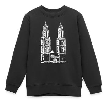 Zürich Grossmünster Großmünster - Kinder Premium Organic Sweatshirt - Schwarz - Vorne - AI Model Kid Female (0cm)