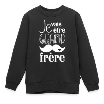 Je vais être grand frère - Sweat Premium enfant bio - noir - Devant - AI Model Kid Female (0cm)