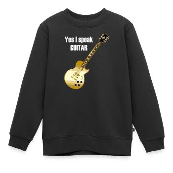 Ja, ich spreche Gitarre und sage 'Ja, ich spreche - Kinder Premium Organic Sweatshirt - Schwarz - Vorne - AI Model Kid Female (0cm)