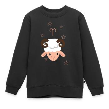 Aries - Kids Premium Organic Sweatshirt - black - Front - AI Model Kid Female (0cm)