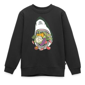 Requin Légumes - Sweat Premium enfant bio - noir - Devant - AI Model Kid Female (0cm)