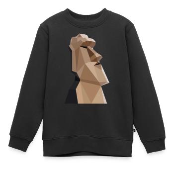 Statue moai - Sweat Premium enfant bio - noir - Devant - AI Model Kid Female (0cm)