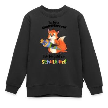 Tschüss Kindergarten, ich bin ein Schulkind Fuchs - Kinder Premium Organic Sweatshirt - Schwarz - Vorne - AI Model Kid Female (0cm)