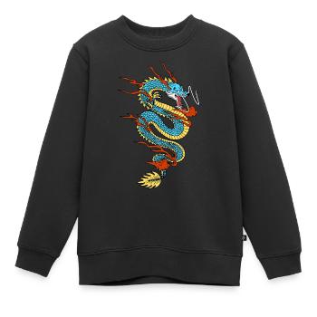 Dragon chinois - Sweat Premium enfant bio - noir - Devant - AI Model Kid Female (0cm)
