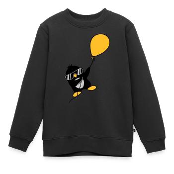 Le pingouin ballon s’envole - Sweat Premium enfant bio - noir - Devant - AI Model Kid Female (0cm)