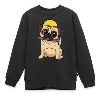 Baustelle Tiefbau Mops Handwerker bauen Hammer Job - Kinder Premium Organic Sweatshirt - Schwarz - Vorne - AI Model Kid Female (0cm)