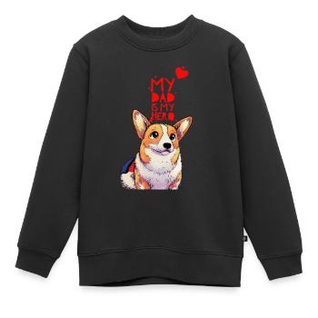my dad is my hero - Kinder Premium Organic Sweatshirt - Schwarz - Vorne - AI Model Kid Female (0cm)