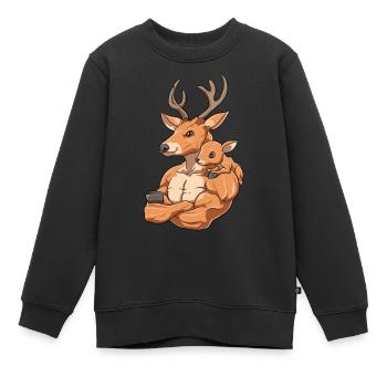Hirsch mit Kind für einen Hirsch Liebhaber - Kinder Premium Organic Sweatshirt - Schwarz - Vorne - AI Model Kid Female (0cm)