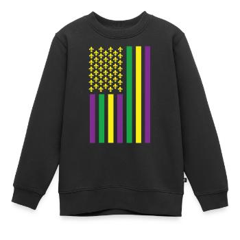 Mardi Gras Amerikanische Flagge - Kinder Premium Organic Sweatshirt - Schwarz - Vorne - AI Model Kid Female (0cm)