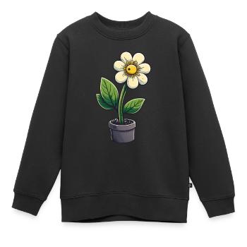 Cartoon-Stil Blumentopf - Ein Farbklecks für dein - Kinder Premium Organic Sweatshirt - Schwarz - Vorne - AI Model Kid Female (0cm)